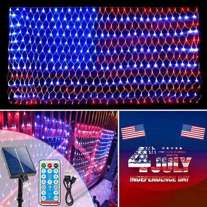 Upgraded Super Bright American Flag Lights Decoration, 420LED Outdoor Waterproof Led Flag Net Light Ornaments of the United States for July 4Th, Memory Day, Independence Day, National Day, Veterans Day